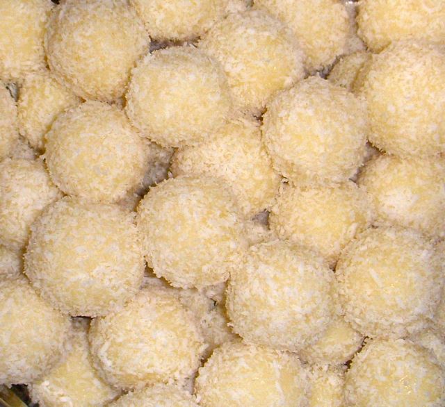 Truffes chocolat blanc, noix de coco